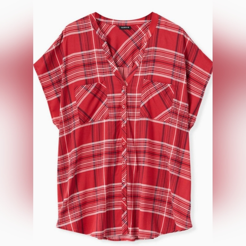 Torrid Multicolor Challis Button Down V-neck (031)
